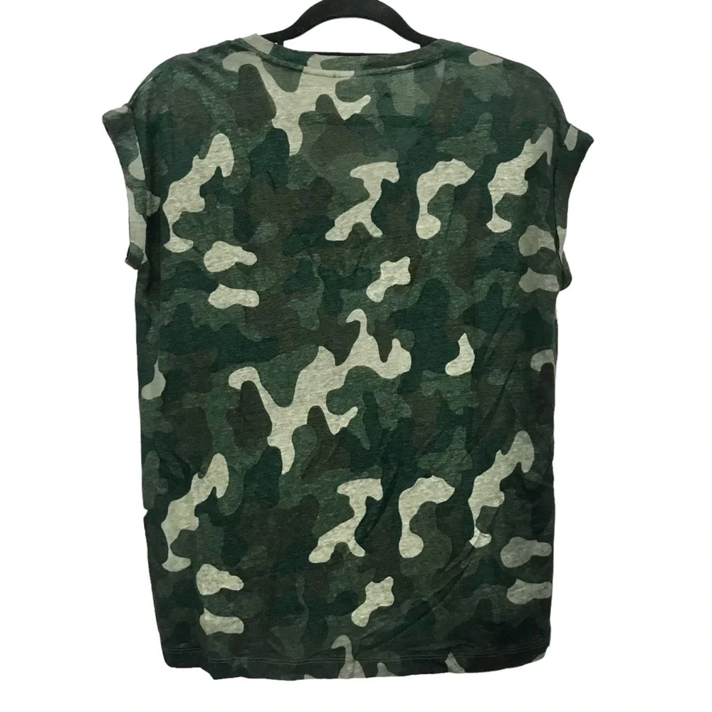 100% Linen Tee Camo Pattern ladies XS